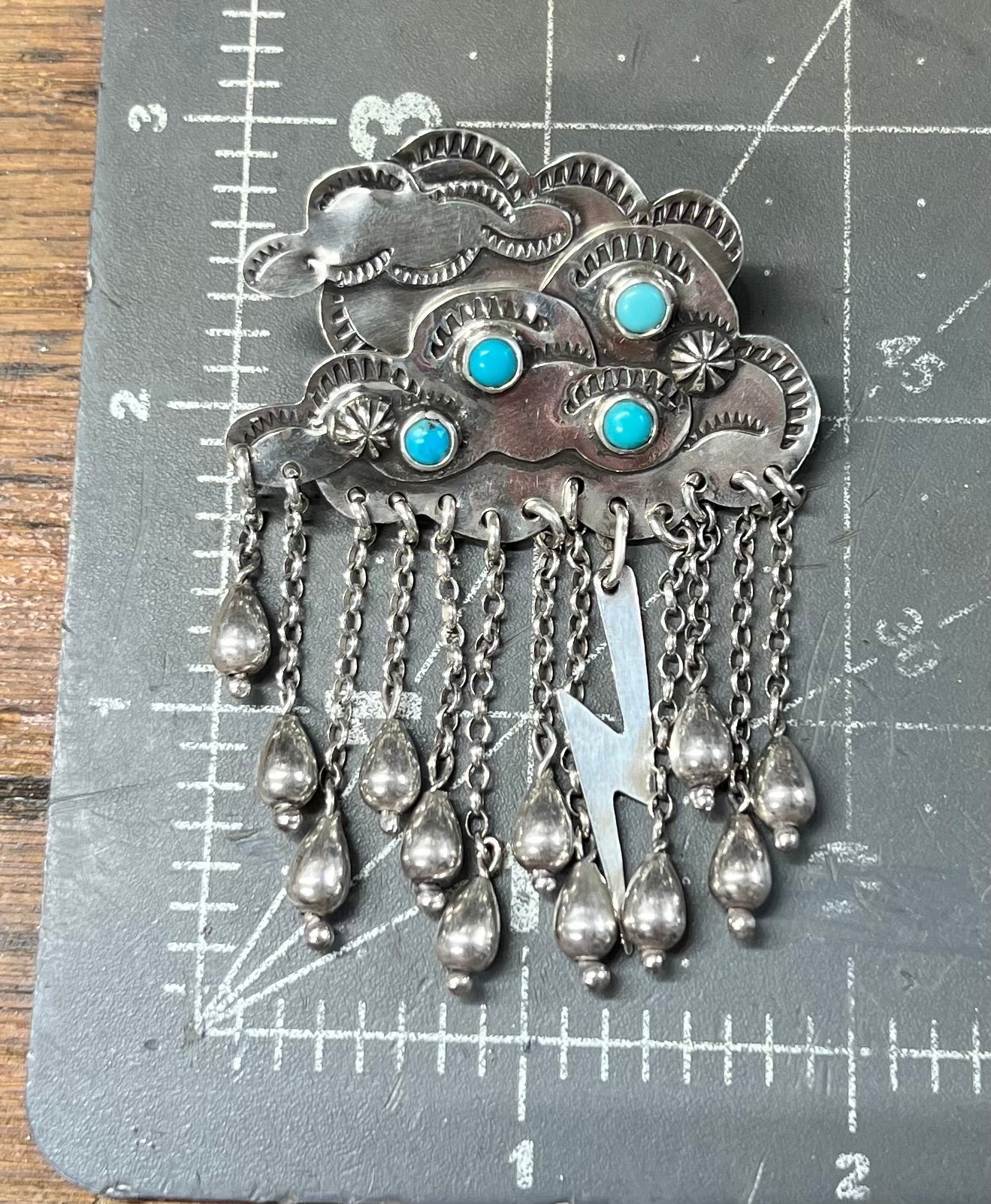 Kingman Storm Cloud Brooch + Removable Bale