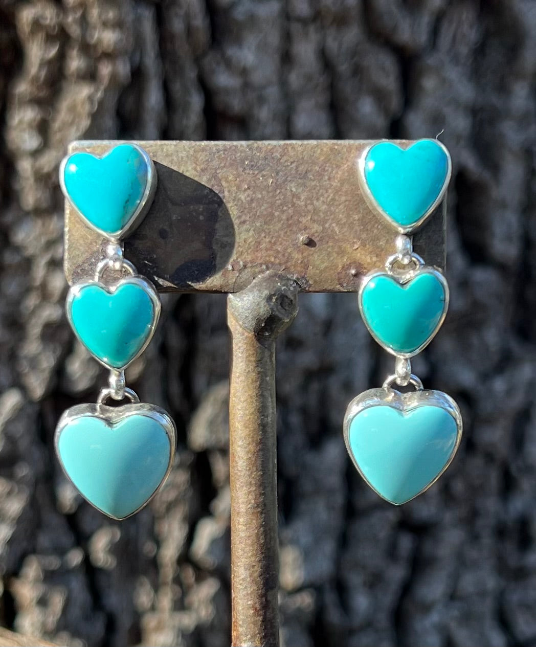 Kingman Turquoise Ombré Heart Dangles