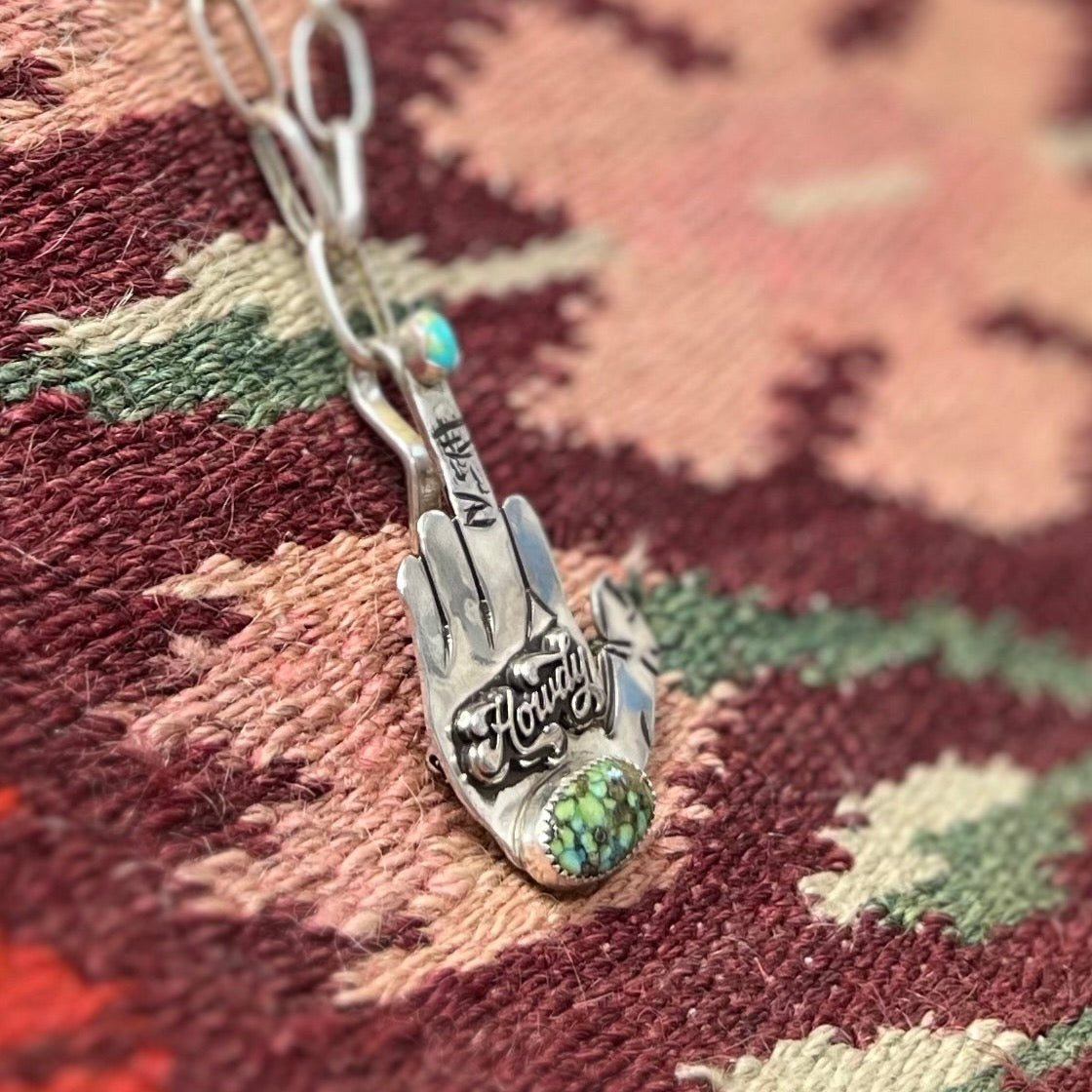 “Howdy” Pendant & Pin (chain not included)