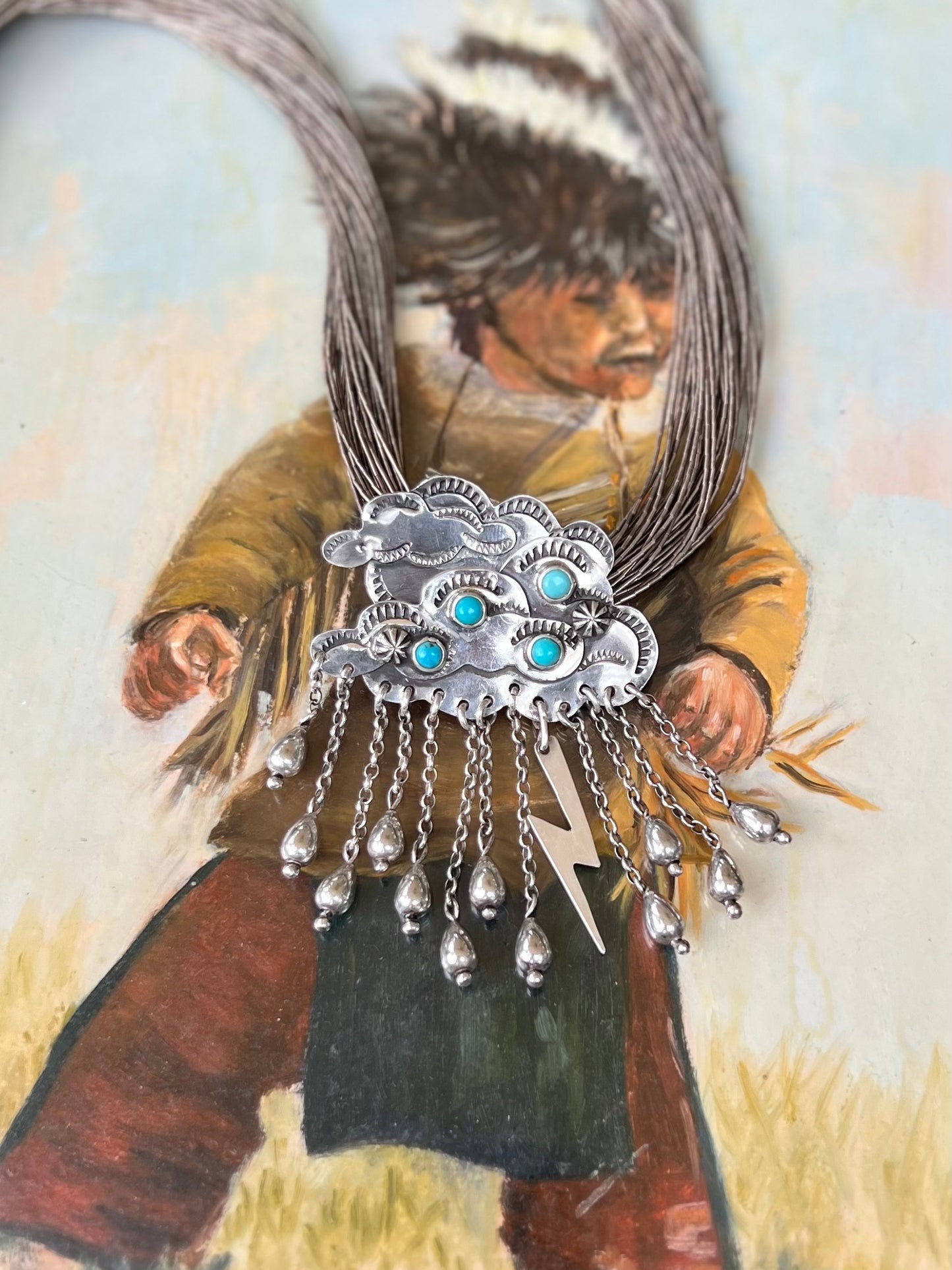 Kingman Storm Cloud Brooch + Removable Bale
