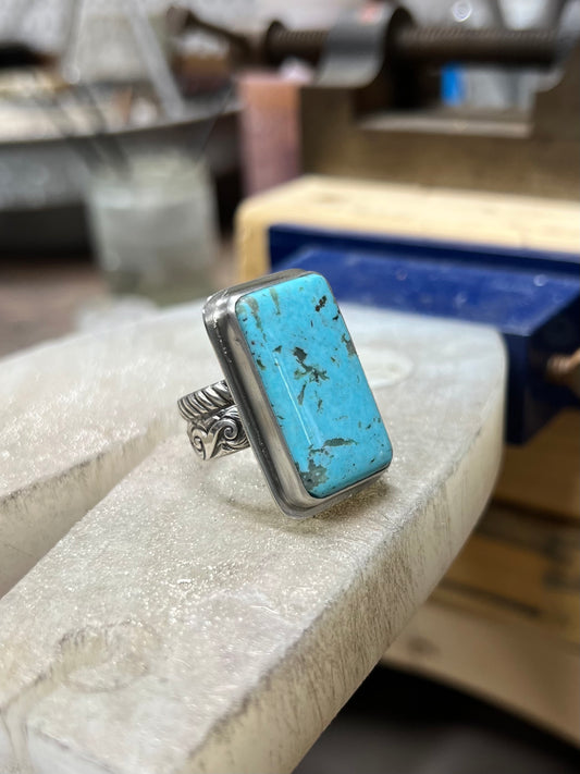 Square Kingman with Custom Band - Ring