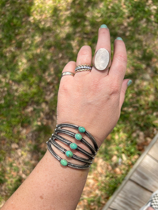 5 Band Scroll Turquoise Cuff