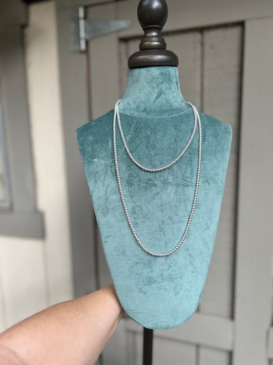 44” 4mm Sterling Bead Necklace