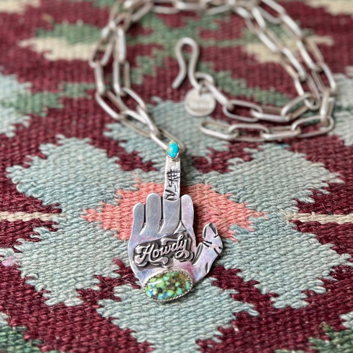 “Howdy” Pendant & Pin (chain not included)