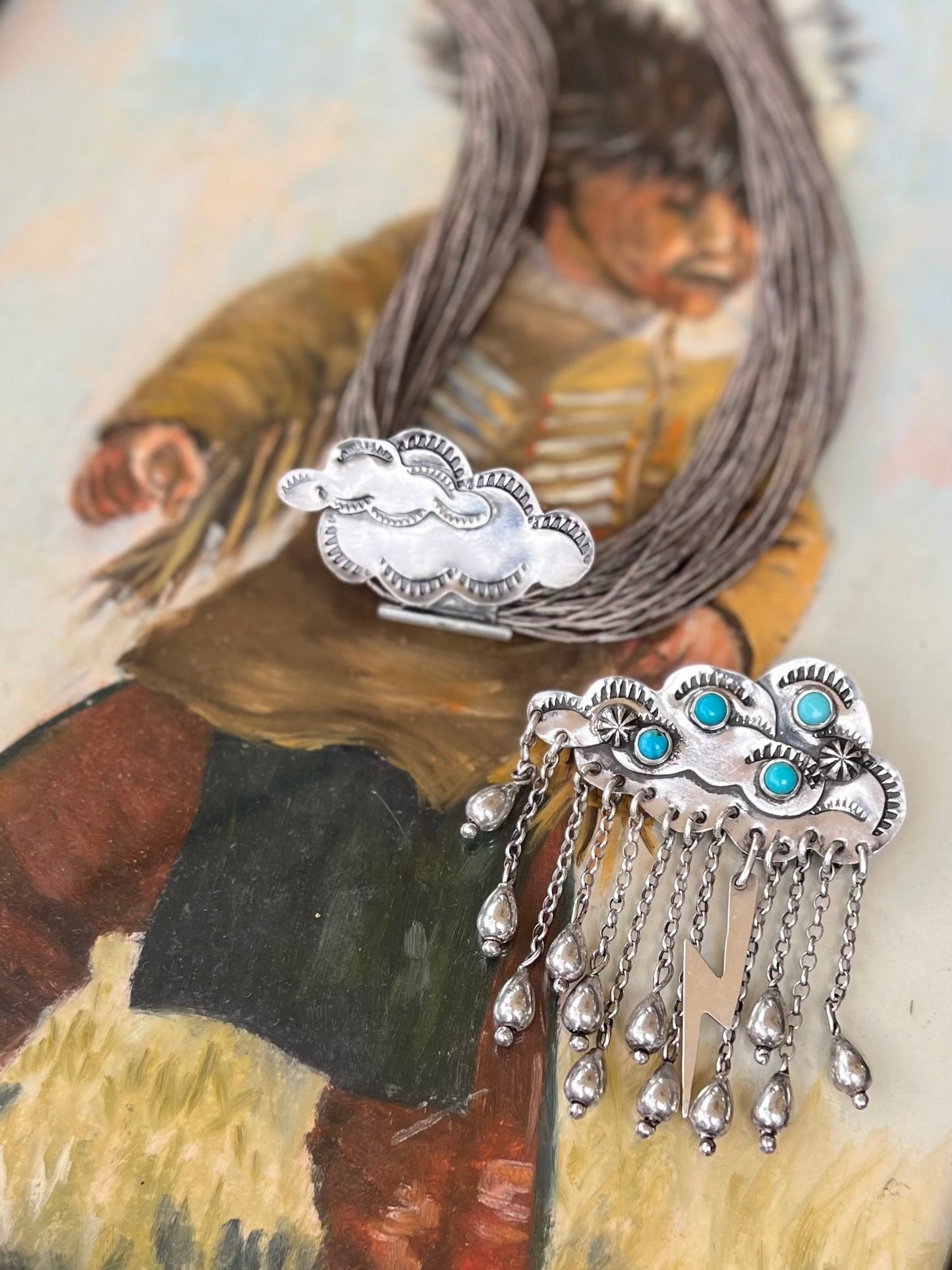 Kingman Storm Cloud Brooch + Removable Bale